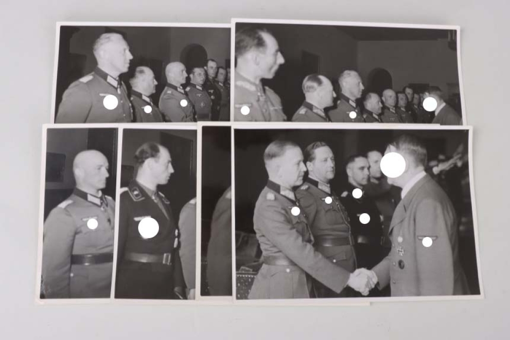 6 press photos Hitler awards the Oak Leaves & Swords