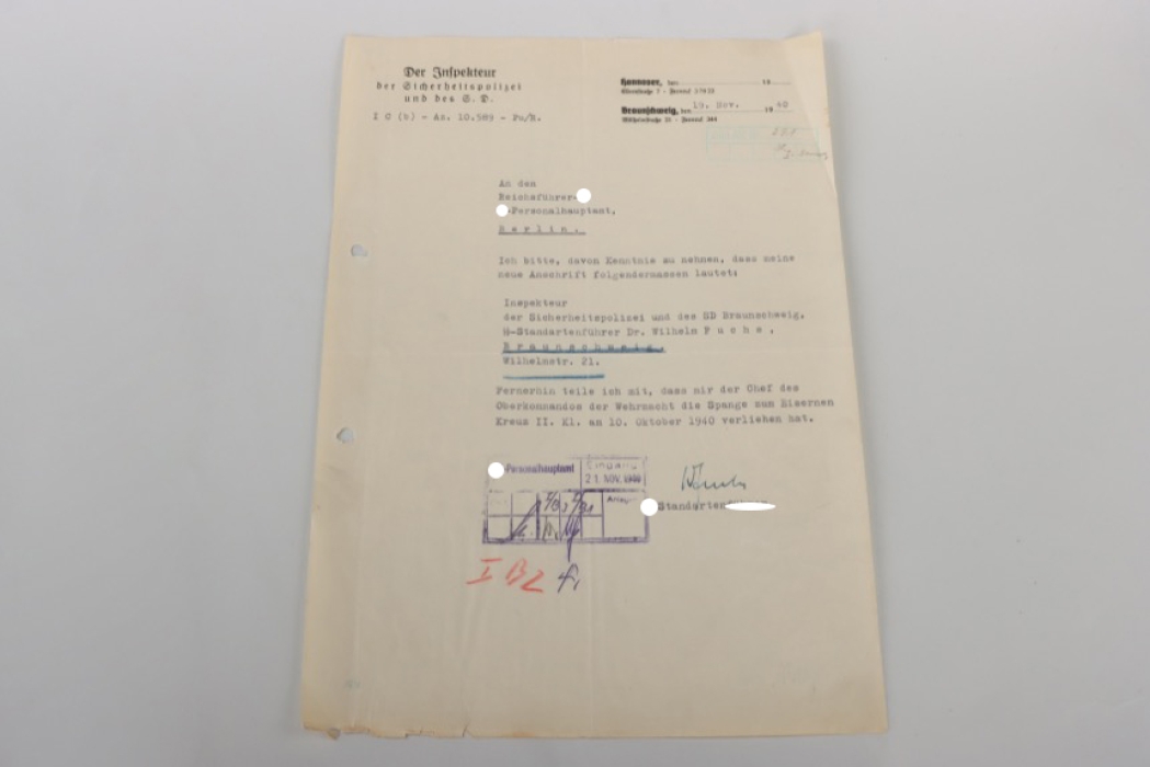 Fuchs, Wilhelm - signed letter