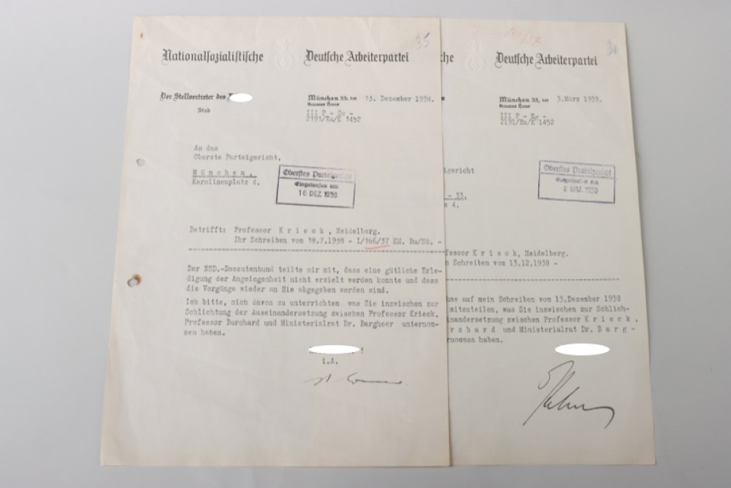 NSDAP two letters "Der Stellvertreter des Führers - Stab"