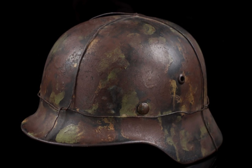 M35 Luftwaffe bailing wire three-tone brushed painted camouflage combat helmet, « named »