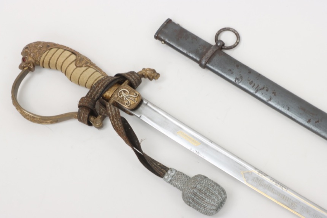 Kannengießer, Heinrich (General) - lion's head sabre with Damascus steel blade - Eisenhauer