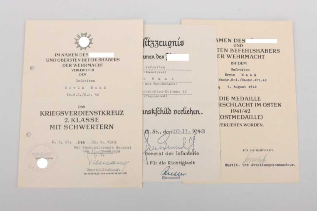 Nachrichten-Abteilung 42 certificate - Demjansk