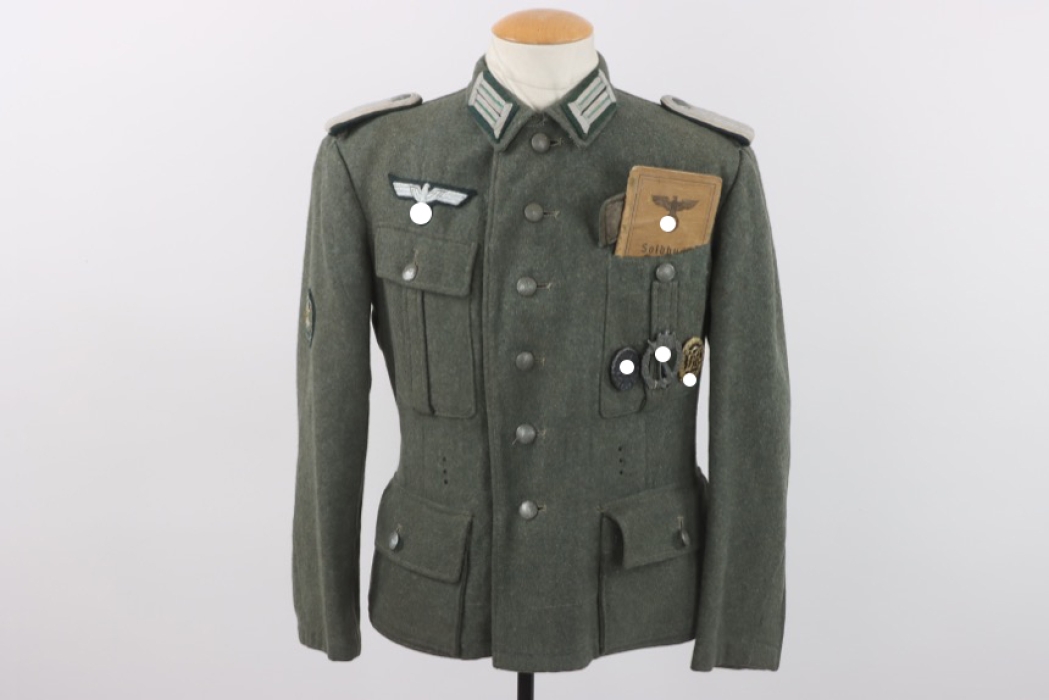 Converted M43 Heer field tunic for Gebirgsjager officer + Soldbuch