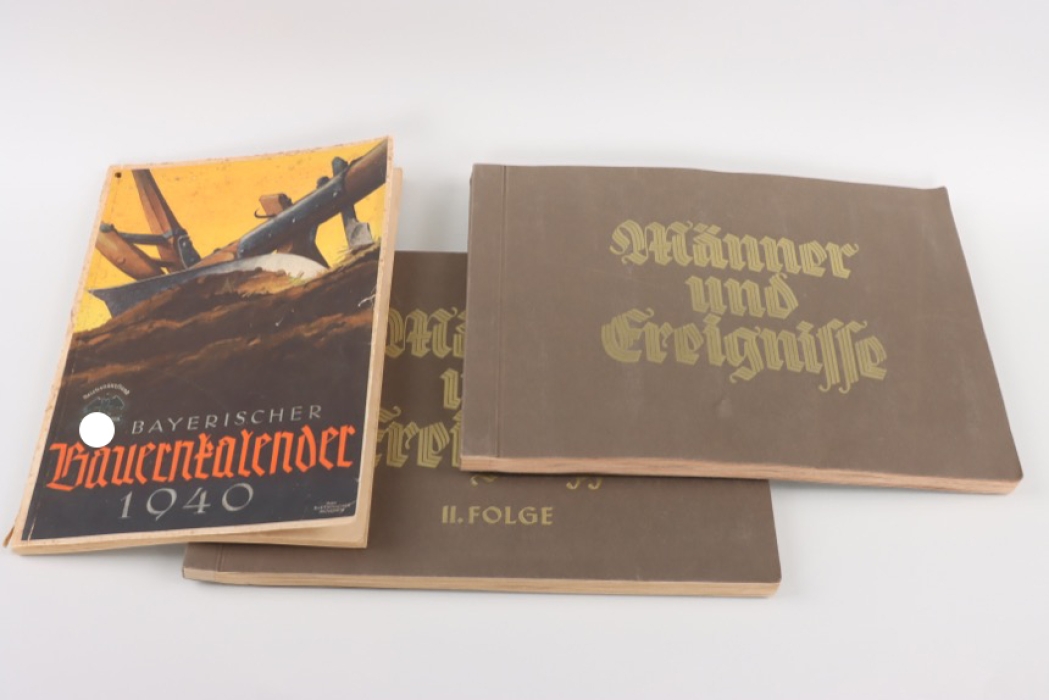2x cigarette card album, calendar book "Reichsnährstand"