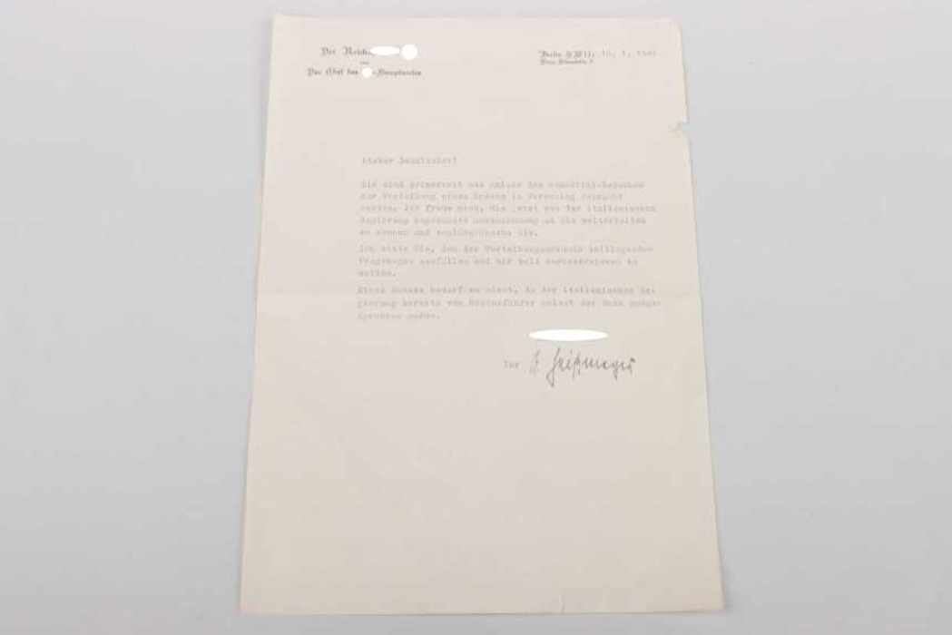 Letter from August Heißmeyer to Karl Maria Demelhuber