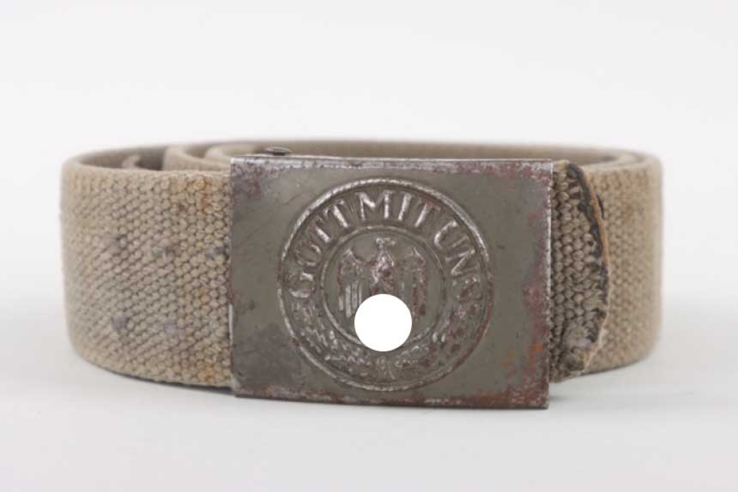 Heer field buckle "Gott mit uns" (EM/NCO) with tab and webbing belt