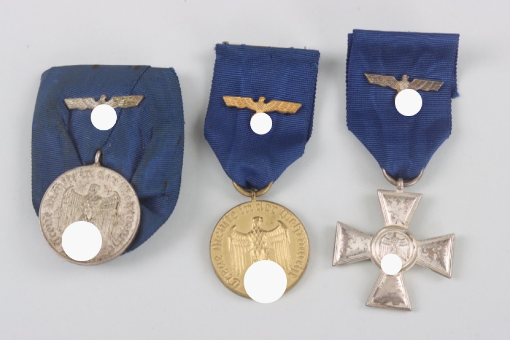 Lot of 3 Heer & Kriegsmarine Long Service Awards