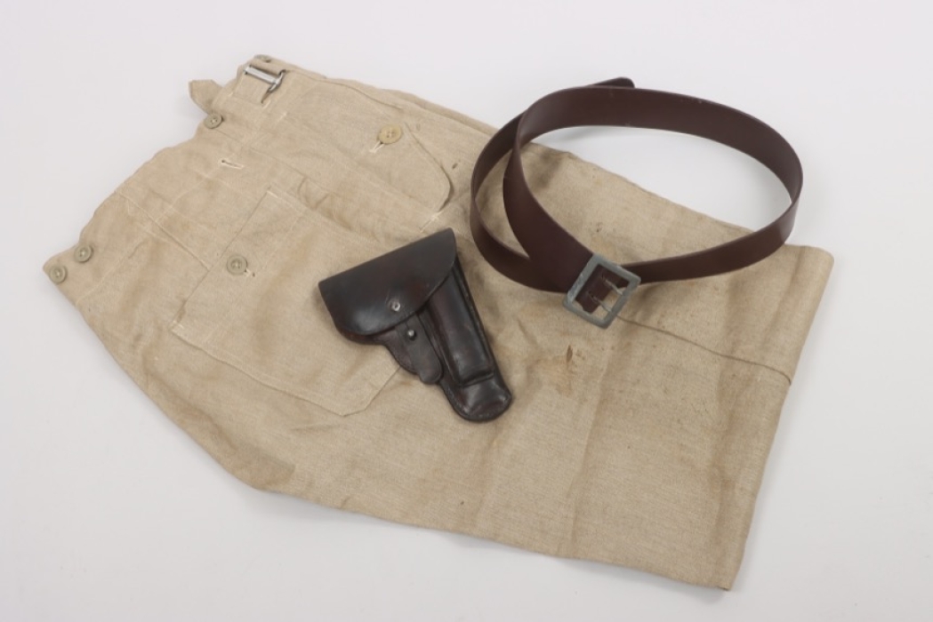 Luftwaffe Drillich trousers and officer's holster and belt.