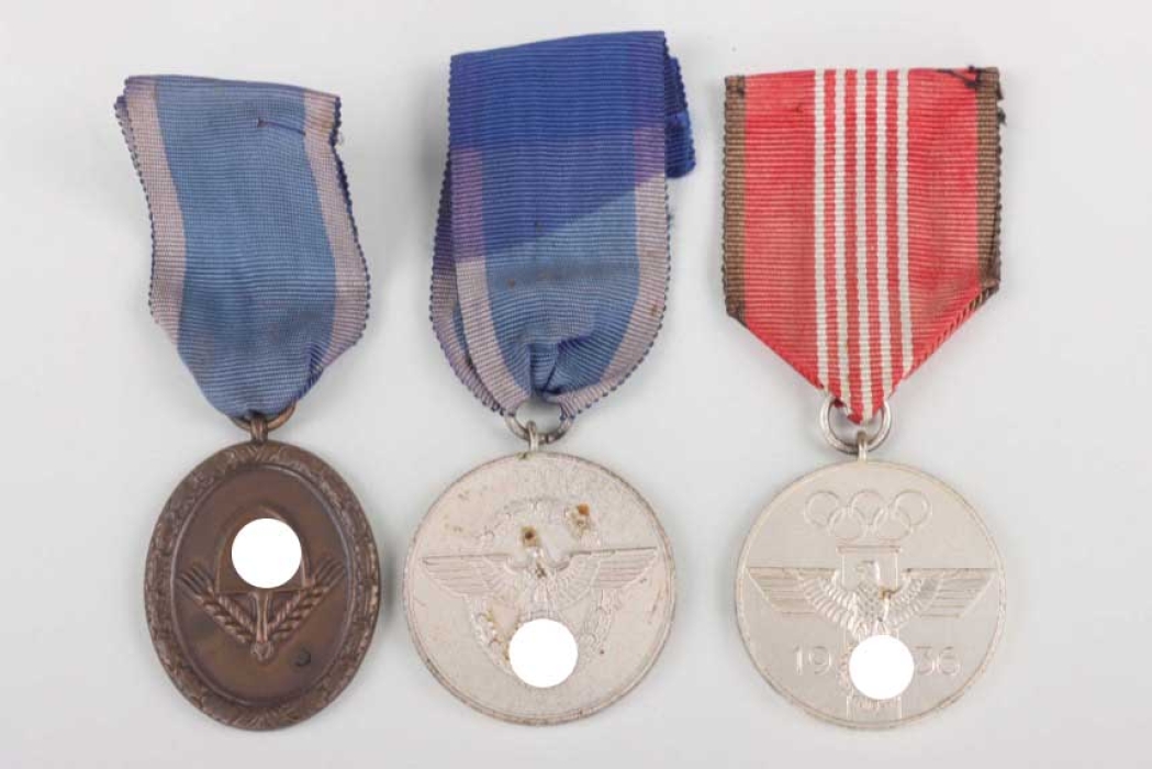 Lot of 3 medals (RAD, Polizei, Olympiade)