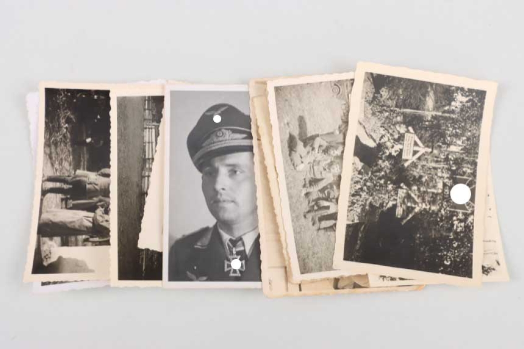 12 x photos - Waffen-SS, Knight's Cross winners, and graves of fallen soldiers