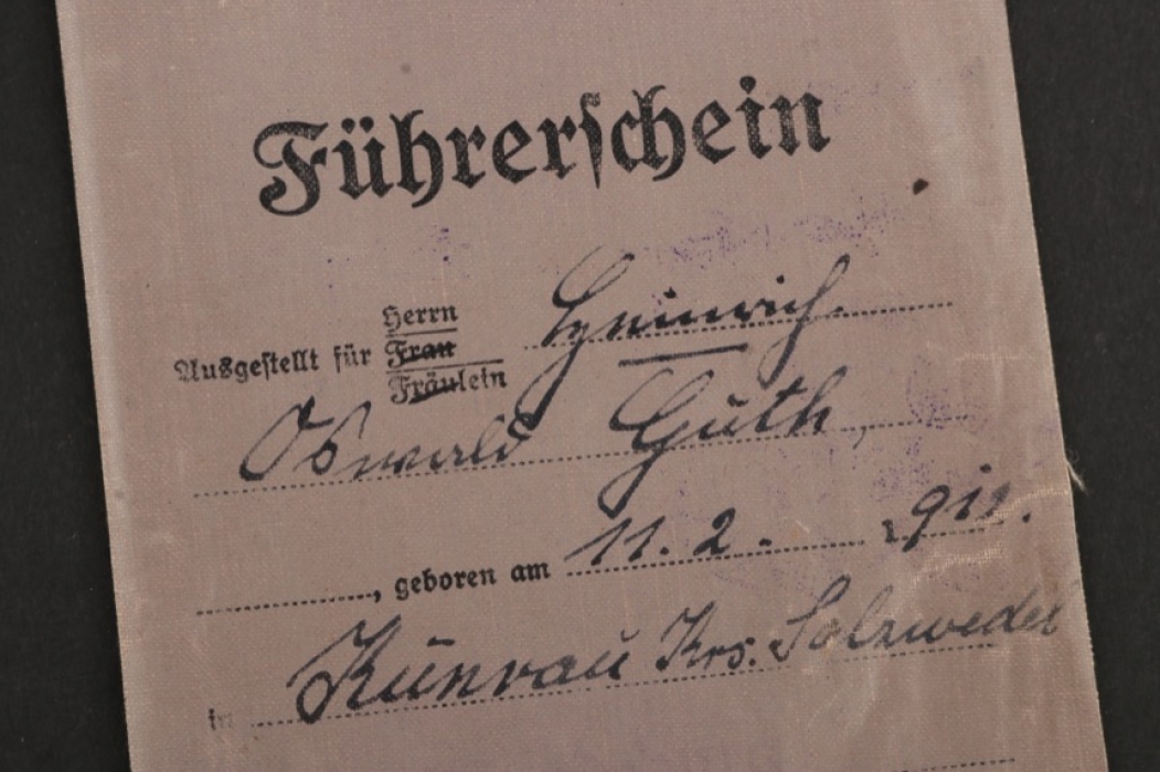 Driver's License to Heinrich Güth - 1939