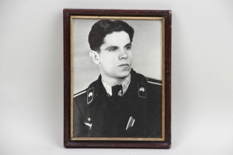 Framed portrait photo Panzer soldier with private shirt